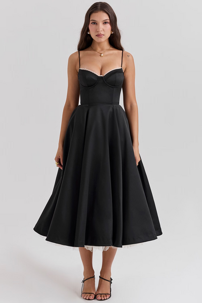 Luce - satin tulle midi dress