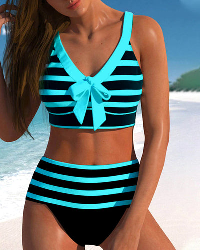 Amahle® | Striped High-Waisted Bikini