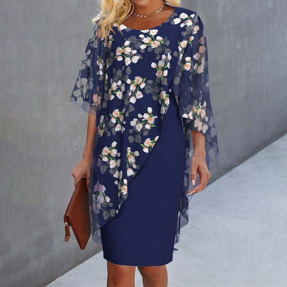 Margie | Floral Sheer Capelet Dress