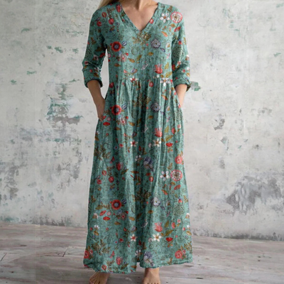 Fiona™ | Floral Linen-Cotton Dress