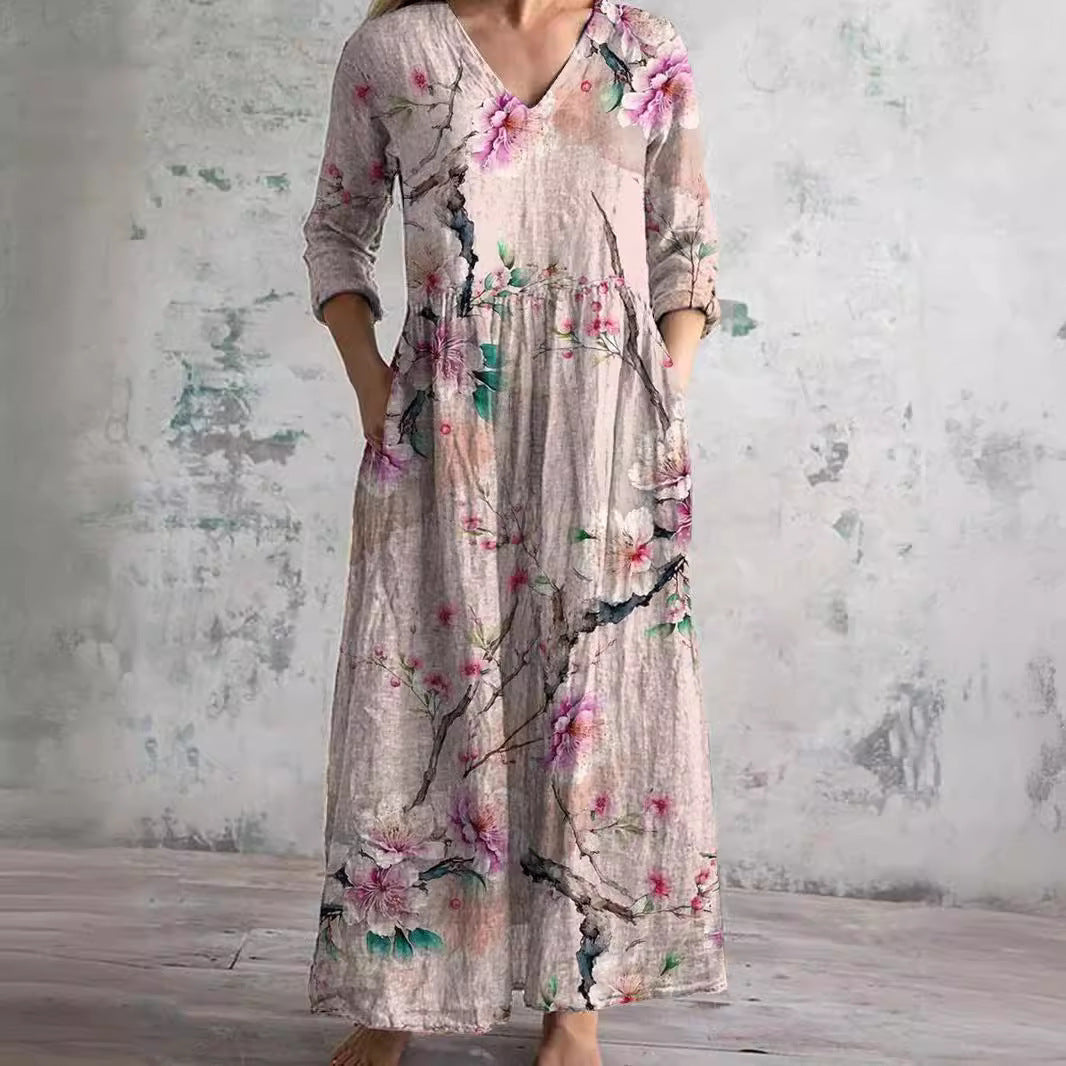 Fiona™ | Floral Linen-Cotton Dress