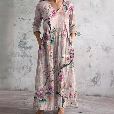 Fiona™ | Floral Linen-Cotton Dress