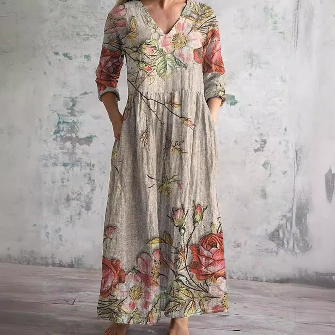Fiona™ | Floral Linen-Cotton Dress