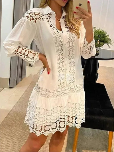 Beatrice | Stylish Lace Splicing Shirt Dress