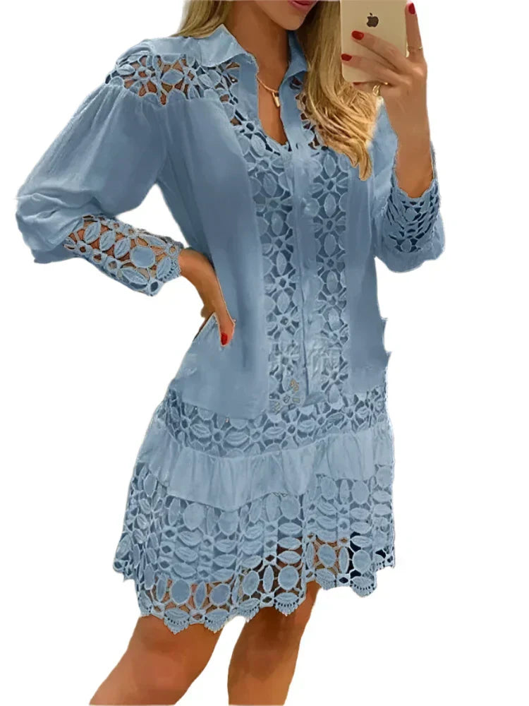 Beatrice | Stylish Lace Splicing Shirt Dress