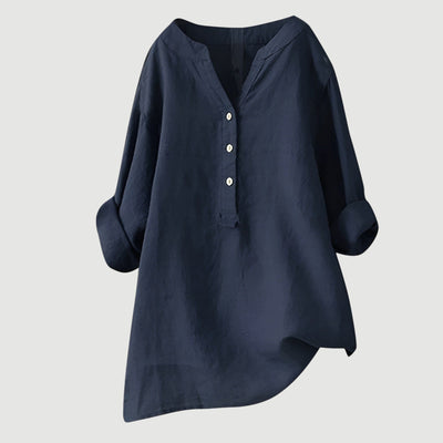Macey Button-Front Linen Shirt