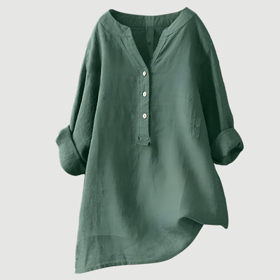 Macey Button-Front Linen Shirt