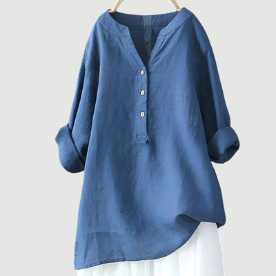 Macey Button-Front Linen Shirt